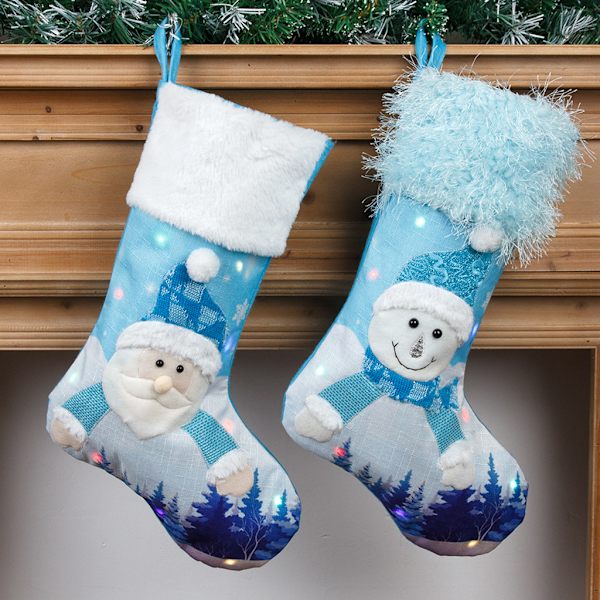 Stora julstrumpor Blå broderad godispåse Xmas Elementstrumpa Personlig julklapp till familjens land null - A