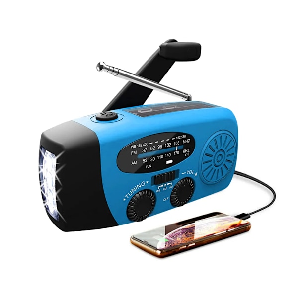 Hätätilanteen aurinkoenergialla toimiva käsikampi 1200mAh AM FM NOAA sääradio LED-valo USB-laturi ulkokäyttöön