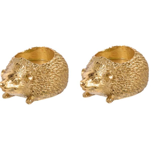 Hedgehog Ljusstake Prydnader för Hemmet, Aromaterapi Harts Ljusbricka, Heminredning Guld