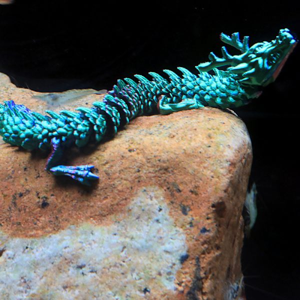 3D-printet artikuleret Drage Fisketank landskabsarkitekturdekoration Cyan  45CM