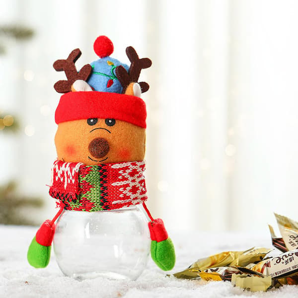 Jultomte Snögubbe Älg Julgodisförpackning Julgodisburkdekoration