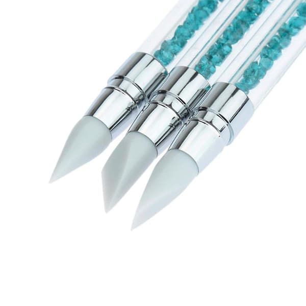 3 st Set 2 Ways Silikon Nail Art Acrylic Pen Borstar Set Blue