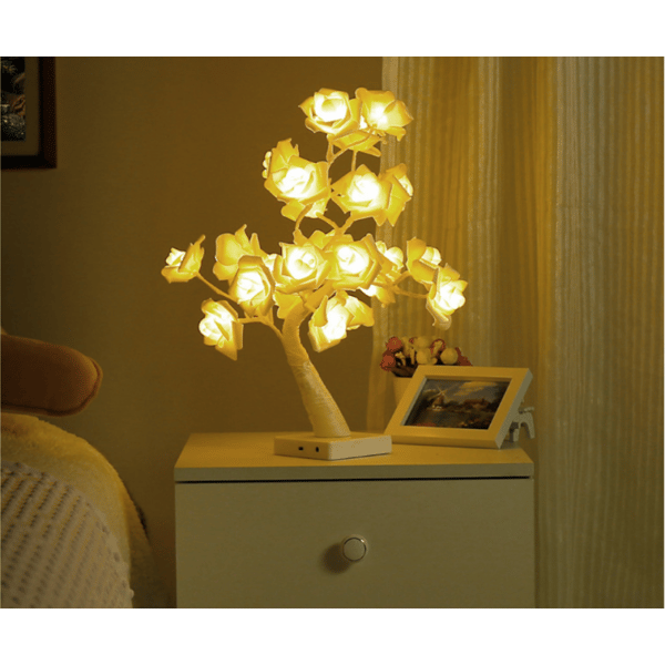 LED White Rose Tree Light Juletrelys varmhvit 45cm
