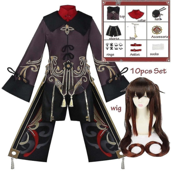 Snabb leverans Genshin Impact Hutao kostym Hu Tao kinesisk stil Uniformspel Halloween kostymer för kvinnor vuxen peruk Costumes and wig 35