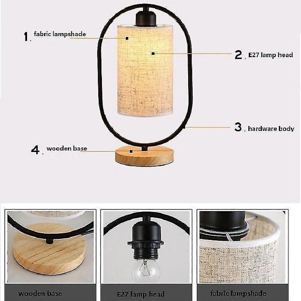 Kinesisk bordlampe, hvid sengelampe.