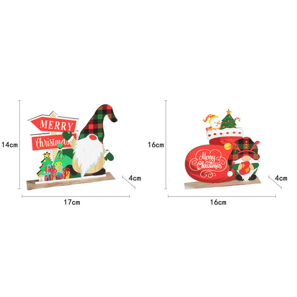 2 Stykker Julebordsdekor Tre Gnome Bordplate Skilt Tre arrow + socks