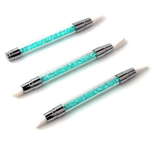3 st Set 2 Ways Silikon Nail Art Acrylic Pen Borstar Set Blue