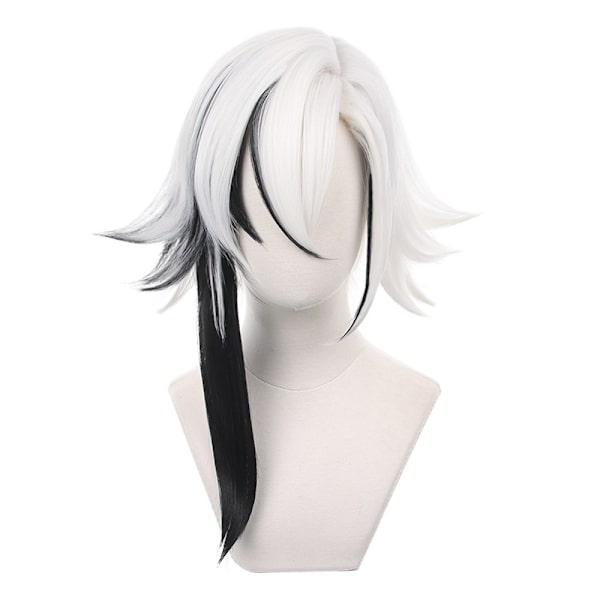 Genshin Impact Arlecchino Cosplay Paryk Hvid Sort Varmebestandig