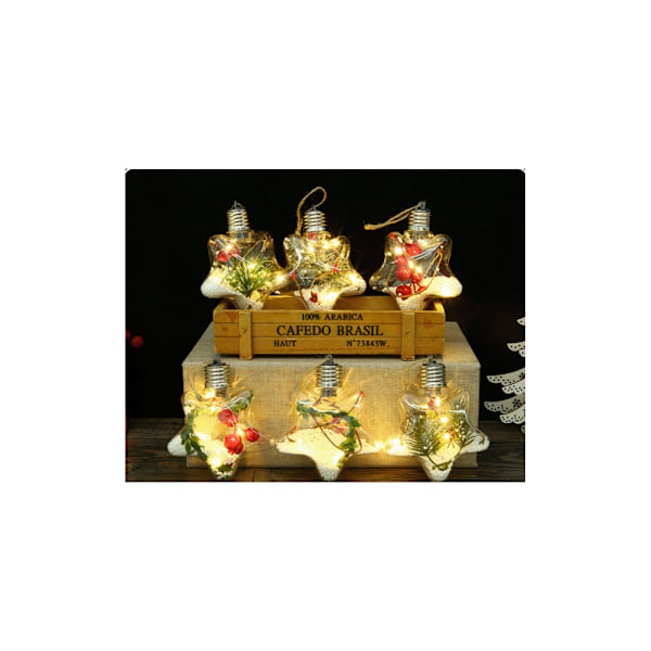 6ST Jul Ny Juldekoration Lysande LED Pentacl