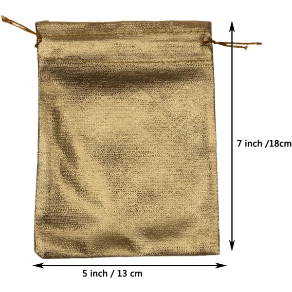 Paket med 100 5" x 7" Heavy Duty Guld Dragsko Organza Smycken Po