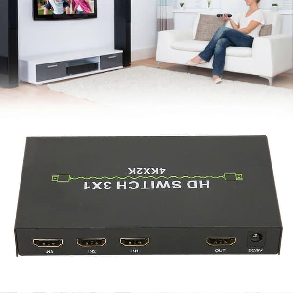 HD Multimedia Interface Switch 3 in 1 ut 4K Stöd 3D Video Switcher Selector för Set Top Box Laptop TV 100?240V US Plug