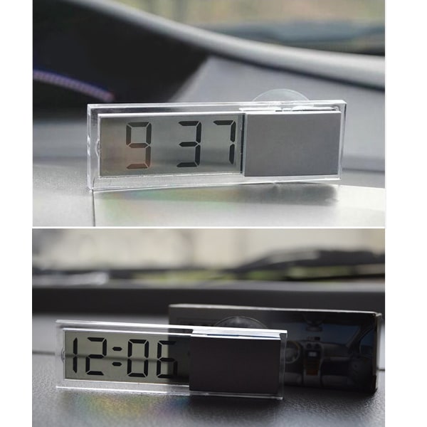 Mini Bil Bil Digital klocka Auto Watch / Automotive Termometer med Sucker null - A