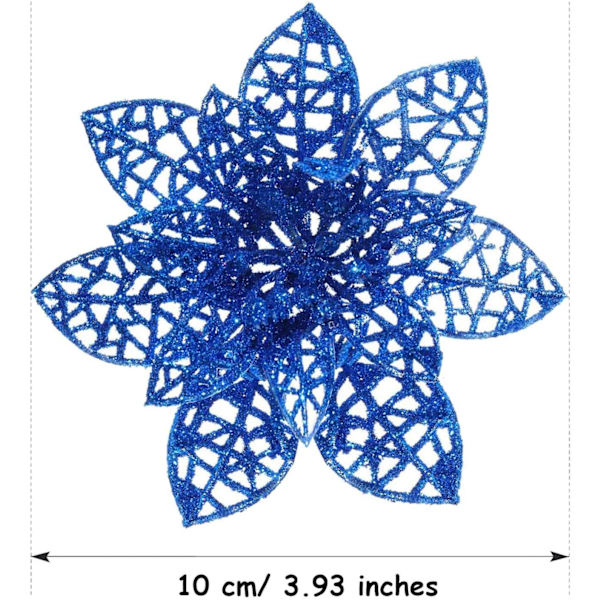 24 st Christmas Sparkle Julstjärna Blommor Konstgjorda Blau
