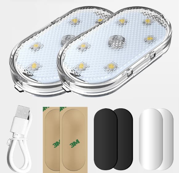2 stk. RGB Bil Interiørlys, Berøringskontakt Bil Interiørlampe, LED