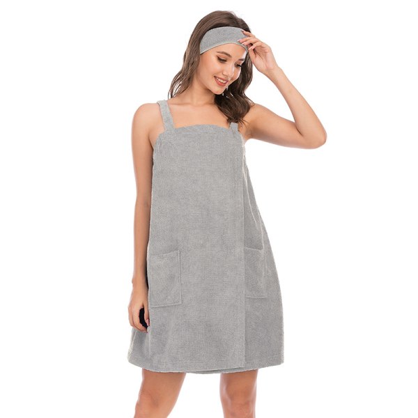 Badhandduksficka för damer Spa Terry Robe grey