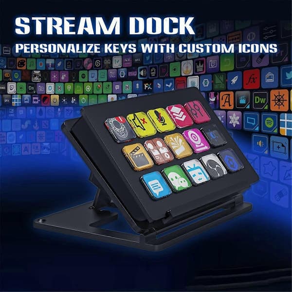 Til StreamDeck Tastatur LCD-knap 15-tast Live Indholdsskabelse Visuel Controller Knap Brugerdefineret til Windows/Android/IOS