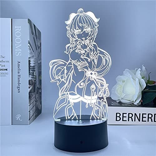 Genshin Impact Figur Ganyu Nattlampe 3D LED Dekor
