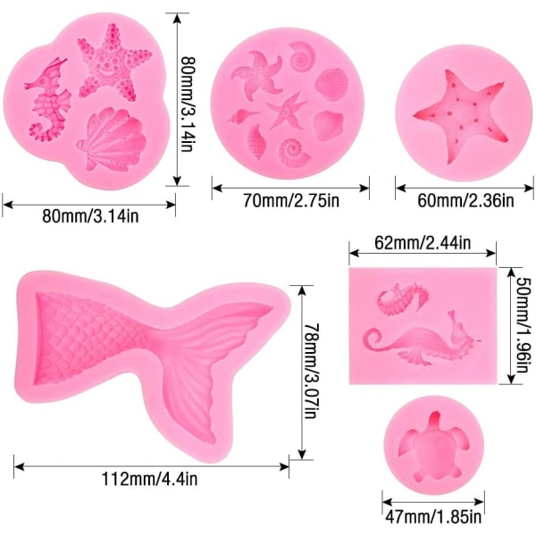 6 delar Fondant Form Sjöjungfru Form DIY Animal Form Set Form Form