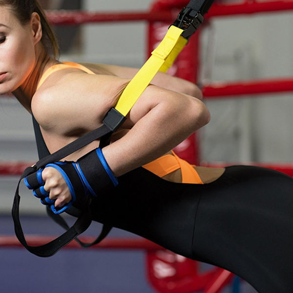 Powerlifting Treningshanske Gym Treningshanske Løftegrep Pull Up Grips Puter Løftende Svettesikker pute med 4 Finger-løkker Orange XL