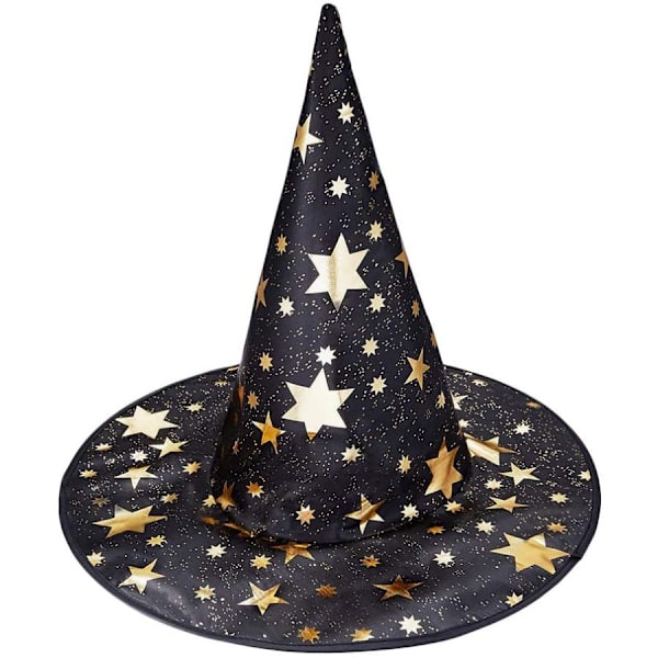 Barne Halloween kostyme, Heks Trollmann Kappe med hatt for Magie Schwarz