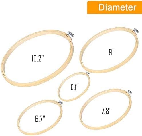 Broderi Krydssting Sæt med Instruktioner, 5 Broderi Hoops