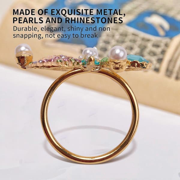6 stk. Servietringe med Søstjerner, Perle Rhinestone Ocean Coastal Nautiske Servietringholdere Servietspænder