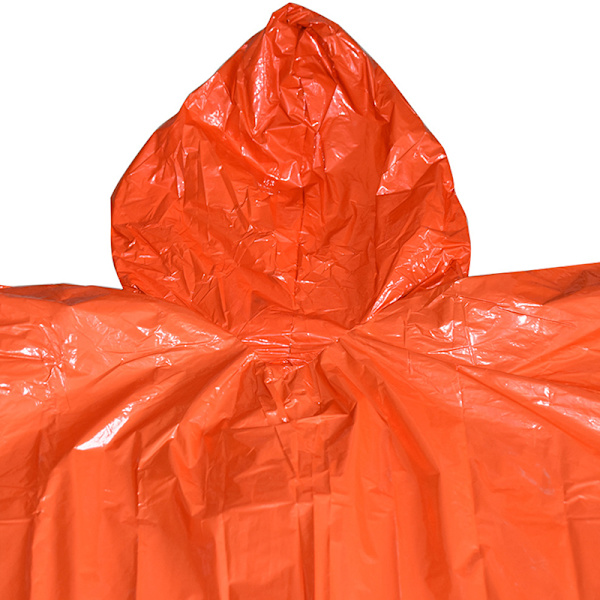 Vattentät regnrock för nödsituationer av aluminiumfilm för engångsbruk orange