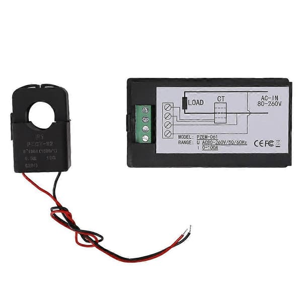 Multifunktionel Digital Display Strømmonitor Spændingsstrøm Energimultimeter (PZEM-061 (Split Core Transformer))