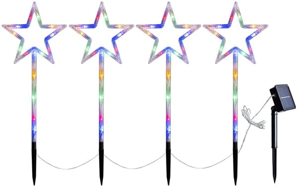Sett med 4 spiralformede juletre-stakelys 40 LED utendørs