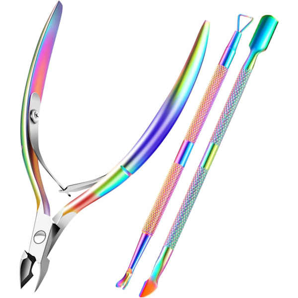 Cuticle Pusher Remover Cutter Nipper Sax Pusher Skalare Scraper Dead Skin Clipper Manikyr Pedikyrverktyg (färgglada)