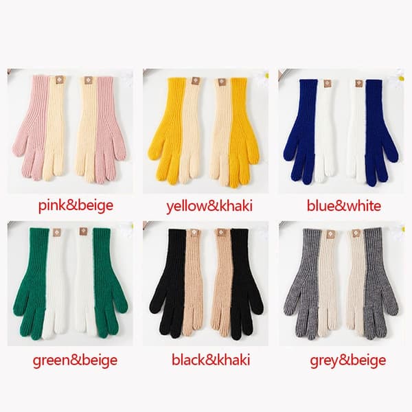 Hold varme hansker Strikkede hansker BLACK&KHAKI black&khaki
