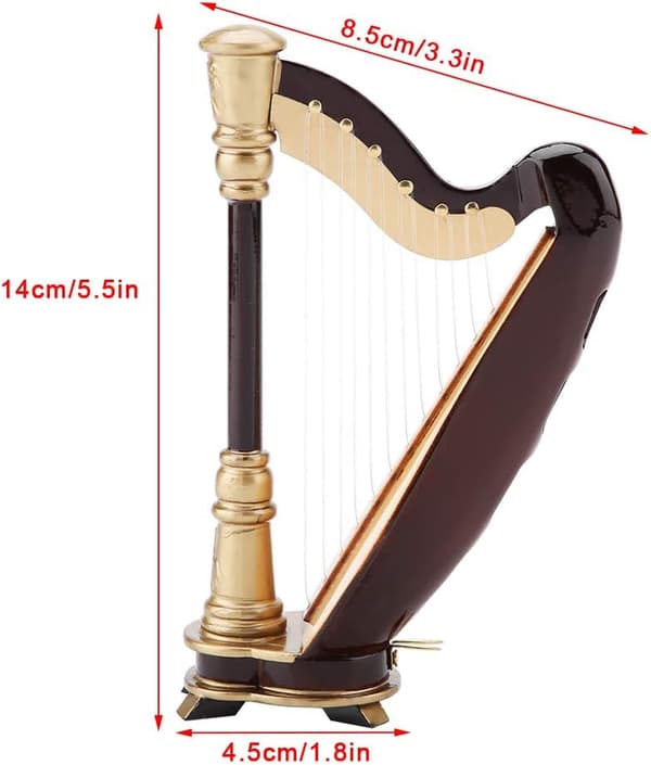 Klassisk Miniatyrharpa Uppdragbar Harpa Trä Miniatyrharpa Replika