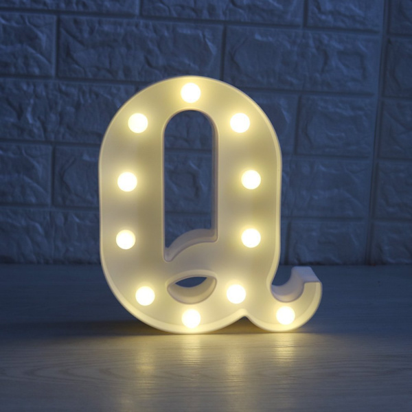 Dekorativ LED Light Up Number, Light Up Number Skylt för Nattljus Bröllop Födelsedagsfest Jul Hem Bar - Letter Lights-Q