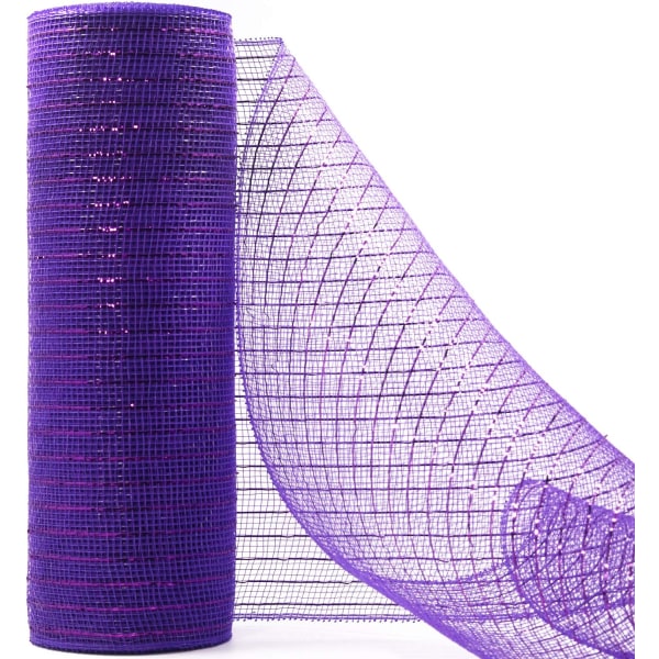 Deco Mesh 10 tuumaa x 10 jaardia per rulla, 2 kpl:n setti, violetti metallifolio