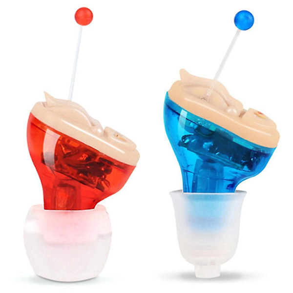 Mini digital hörapparat In-ear Osynlig ljudförstärkare Röstljud Seniorer Red Blue 1Pair