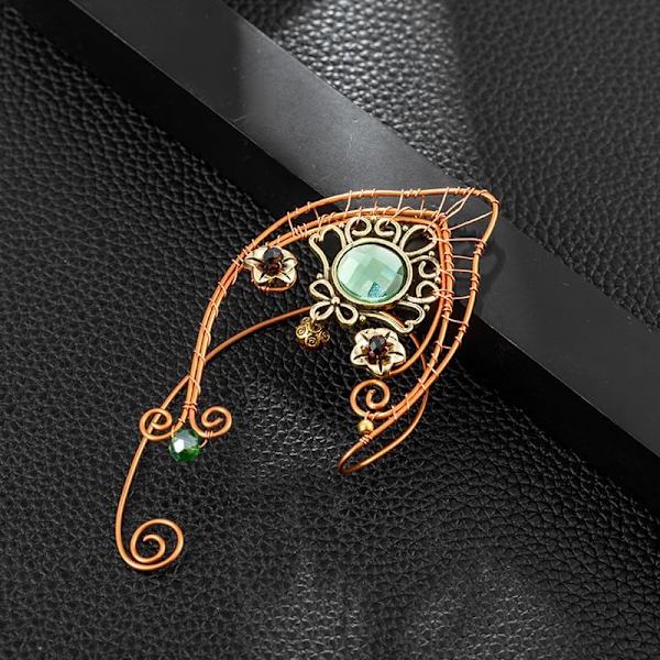 Elf Ear Cuffs, käsintehdyt keiju korvakorut värikkäällä strassi metallilangalla