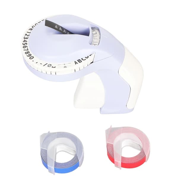 Pregemaskin med 2 ruller tape 600dpi DIY 47 tegn Manuell 3D Bærbar Pregemaskin Lilla