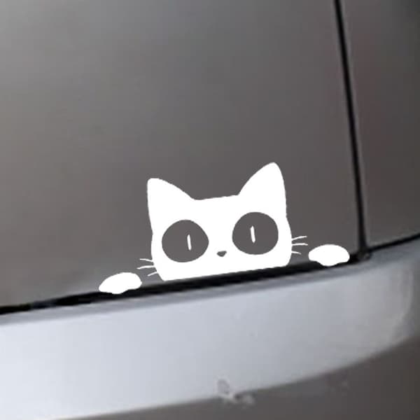 Hvit - 1 ark, vanntett klistremerke for bil med katt og dyr