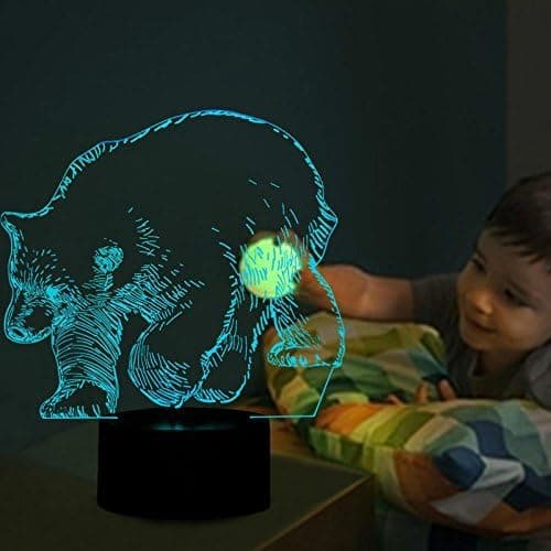 3D Isbjørn Nattlys Bord Skrivebord Optisk Illusjon Lamper