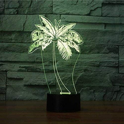3D Palm Tree Night Light Bordslampa Dekor Bord Skrivbord Optisk
