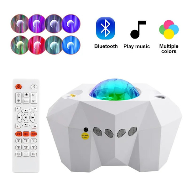 Laser Aurora Galaxy Starry Sky Projector Färgglad LED-projektion white