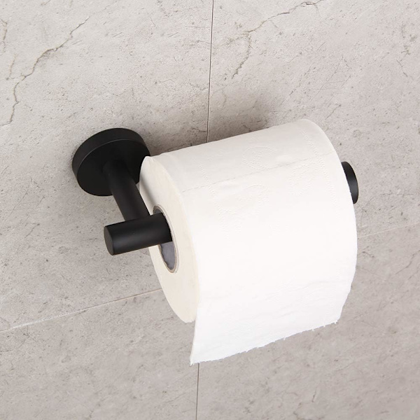Toiletpapirholder til badeværelse SUS304 Rustfrit stål Mat Sort T
