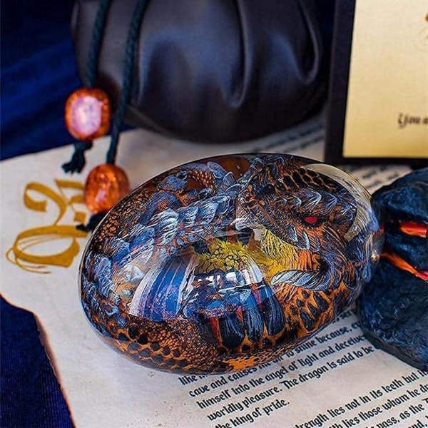 Crystal Transparent Resin Dragon Egg, Handgjord Skulptur