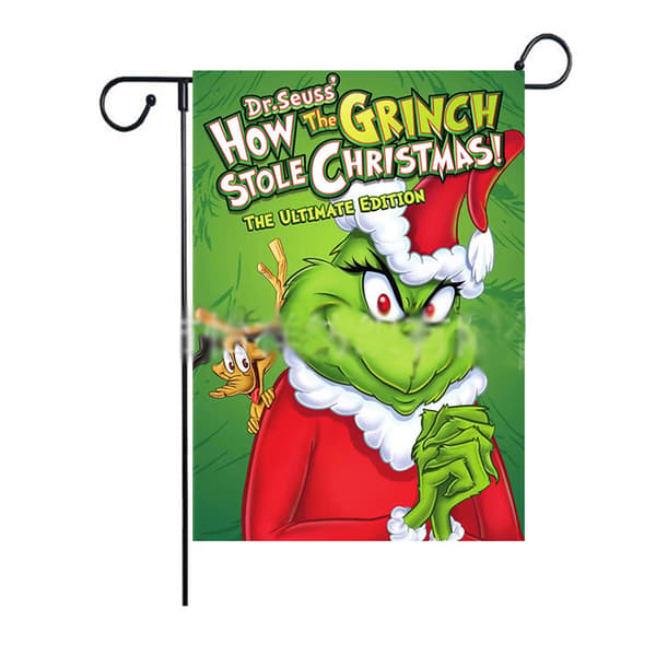 Grinch Christmas Garden Flagga anner Dekor för Winter Farm Yard B