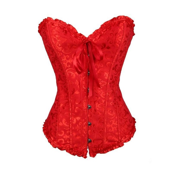 Jacquardväst shapewear, axelbandslös korsett Red S