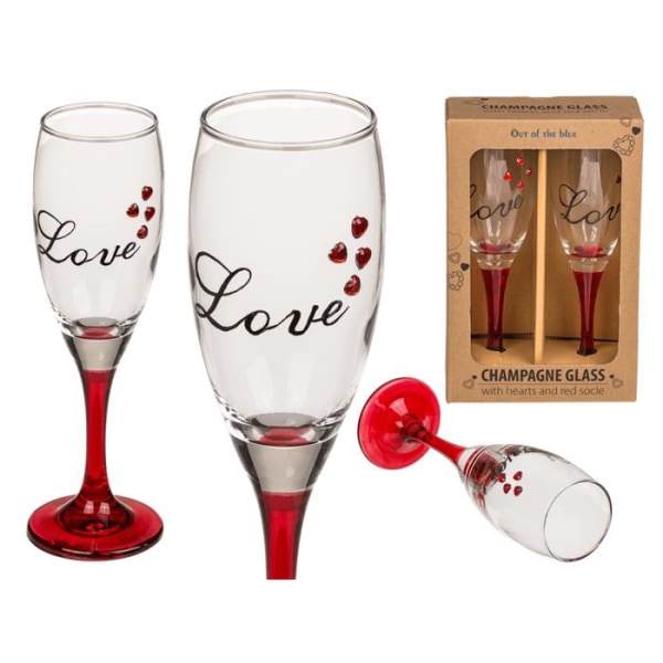 2-Pack - Champagneglas - Love - Alla hjärtans dag transparent