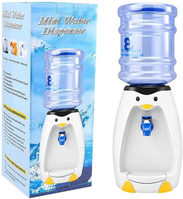 2,5 l mini söt pingvin vattendispenser med vattenhink Drick 8 vattenglas till studenthem