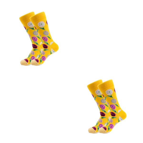 1/2/3/5 Färgglada Blomma Och Växter Strumpor För Dam - Lämplig 3#One size fits all 2PCS
