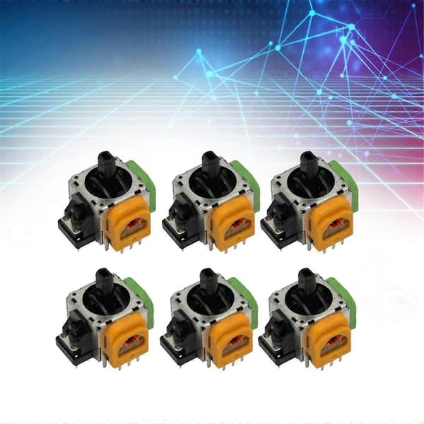 6 st för Hall elektromagnetisk joystick Högprecisions justerbar elektromagnetisk IC Hall Thumbstick 3D analog spak