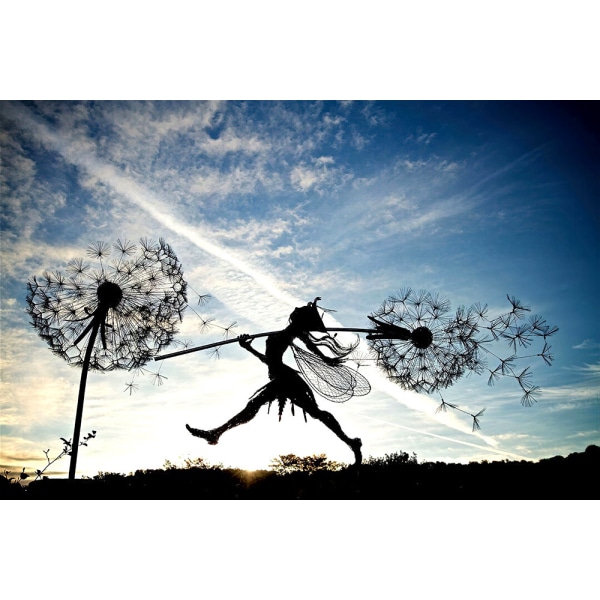 Dansande Fairy Maskros Staty Ornament Stakes Dandelion D